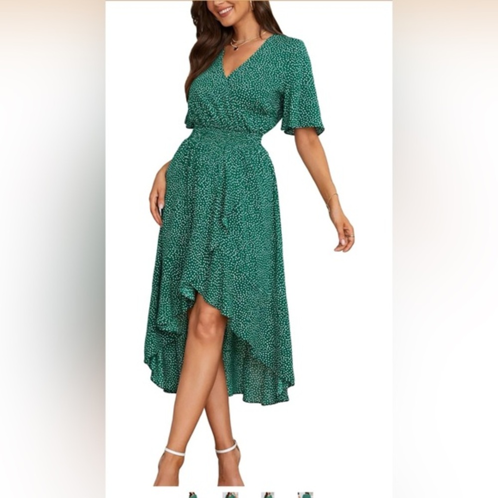 Midi Dress with Polka Dots Rayon length about 47 inches